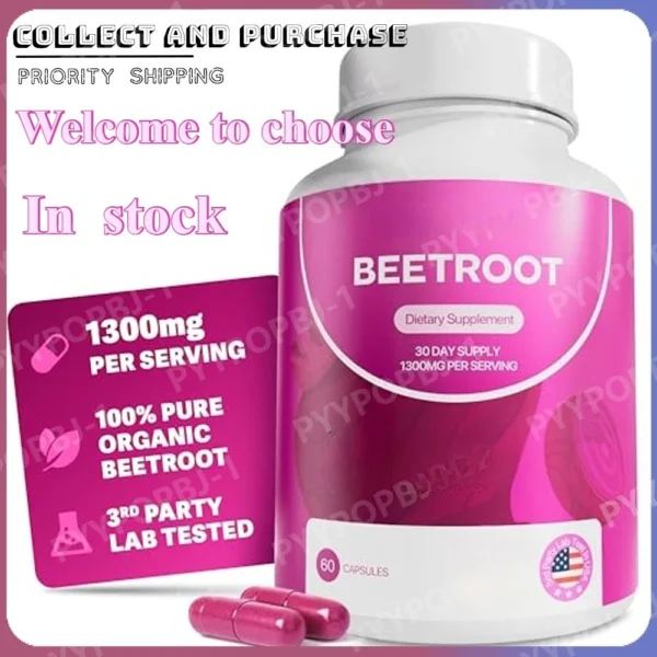 Organic Beetroot Powder, 1300mg,, 60 Capsules