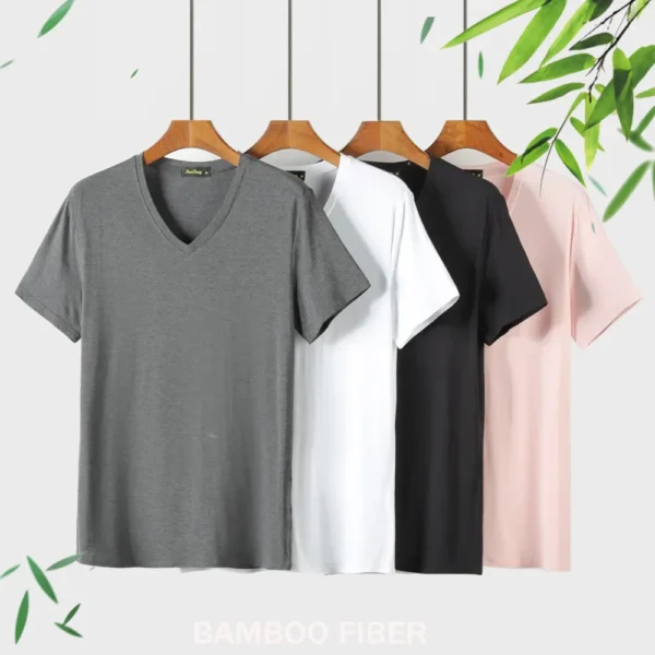 95% Bamboo Fiber V Neck Mens T Shirt